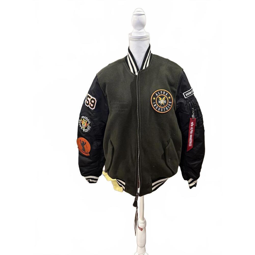 Alpha Industries Men's Bomber Jacket with Patch Details, Medium (NWT)